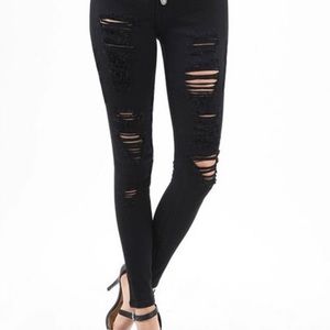 Women’s High Waist Black Distress Hammer Jeans